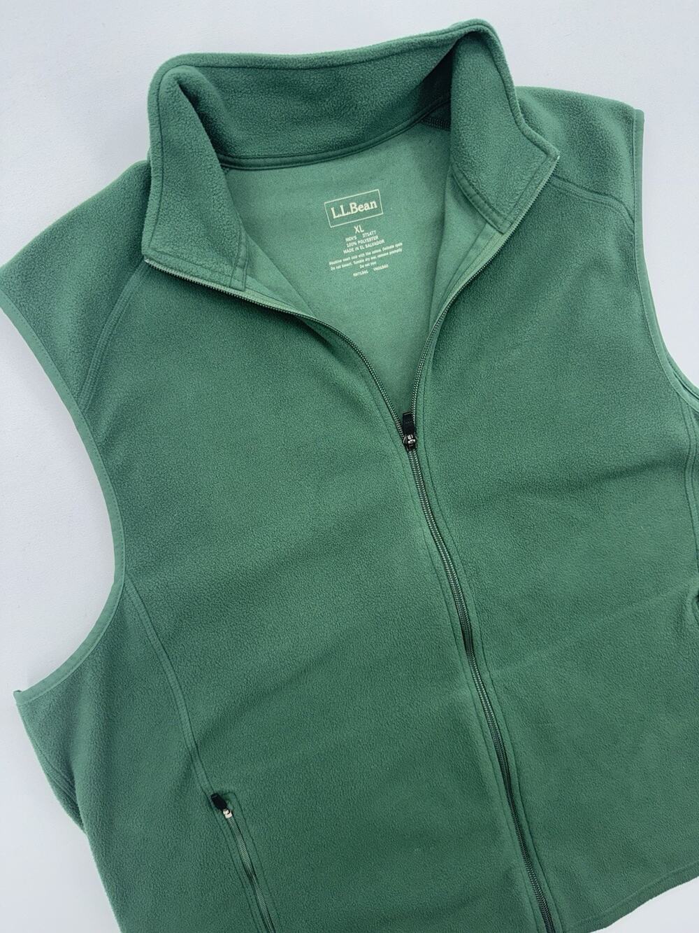 L.L Bean Fleece Vest Mens XL Bottle Green Full Zip Sleeveless